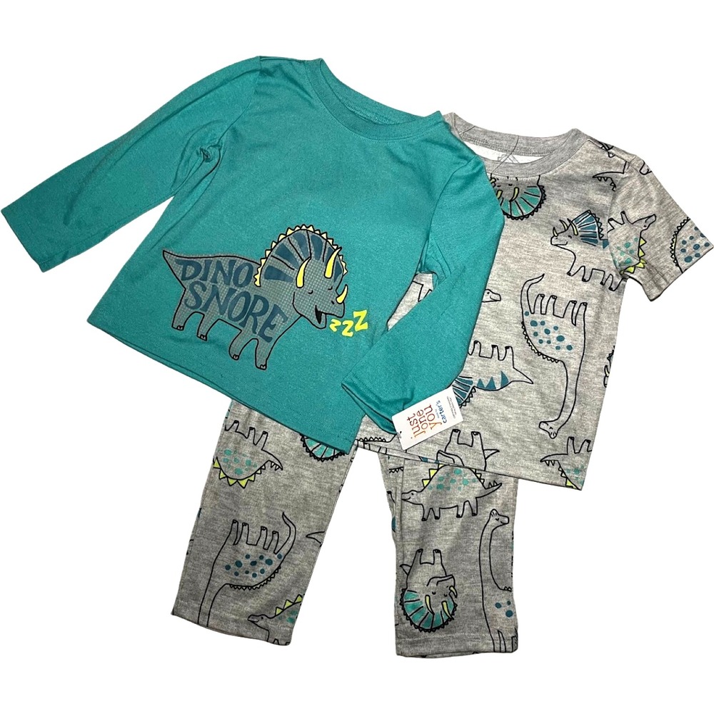 Carter's‎ Just One You Toddler Boy 2T Dinosaur 3pc Pajama Set Gray Green NWT